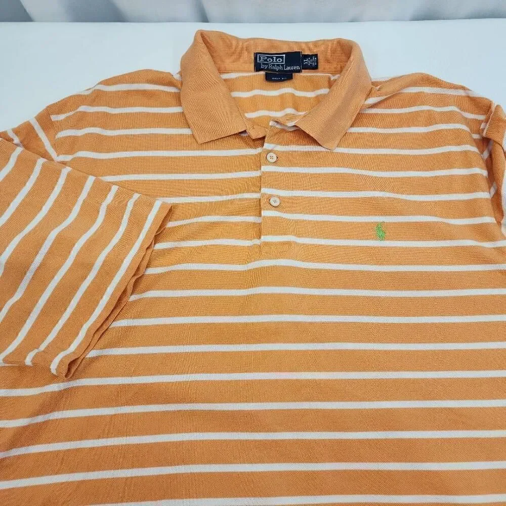 Polo Ralph Lauren Men's Size XL Polo Golf Fit Orange Stripe Shirt P13